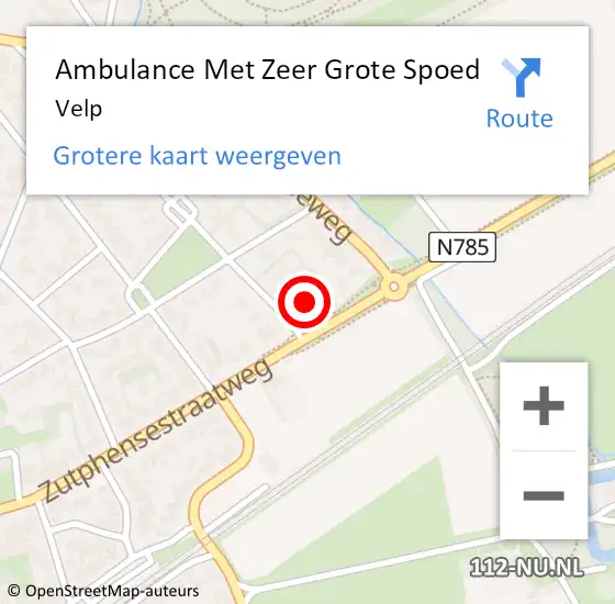 Locatie op kaart van de 112 melding: Ambulance Met Zeer Grote Spoed Naar Velp op 19 april 2024 04:38
