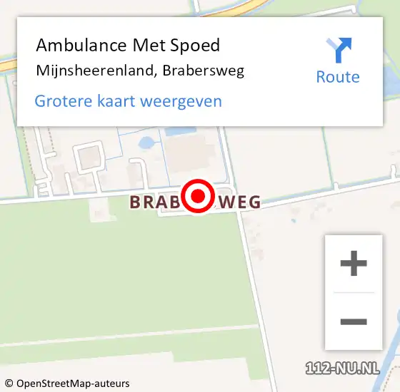 Locatie op kaart van de 112 melding: Ambulance Met Spoed Naar Mijnsheerenland, Brabersweg op 19 april 2024 07:12