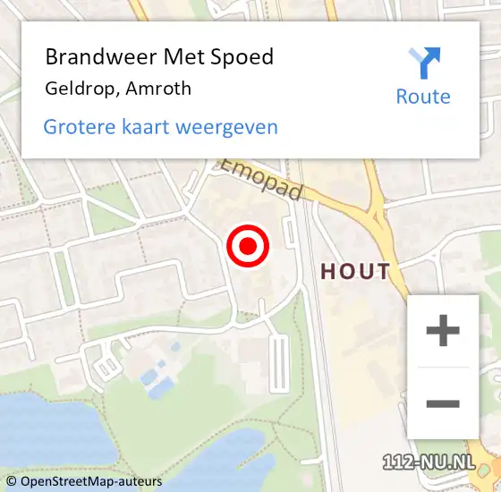 Locatie op kaart van de 112 melding: Brandweer Met Spoed Naar Geldrop, Amroth op 19 april 2024 07:35