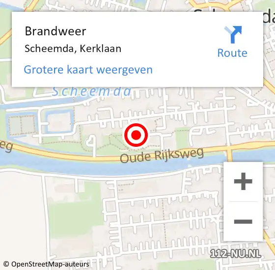 Locatie op kaart van de 112 melding: Brandweer Scheemda, Kerklaan op 19 april 2024 07:47