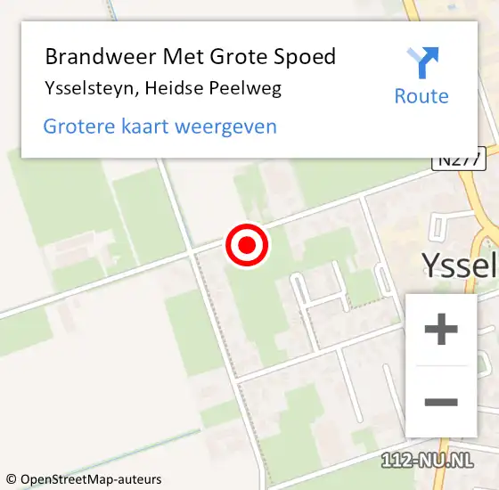 Locatie op kaart van de 112 melding: Brandweer Met Grote Spoed Naar Ysselsteyn, Heidse Peelweg op 19 april 2024 08:01