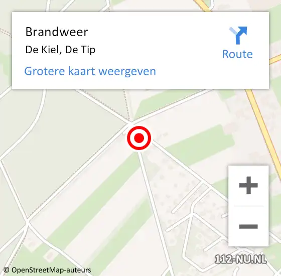 Locatie op kaart van de 112 melding: Brandweer De Kiel, De Tip op 16 oktober 2013 12:26