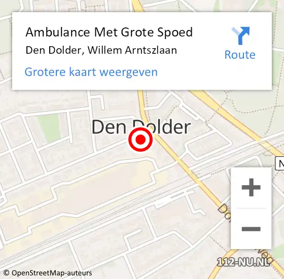 Locatie op kaart van de 112 melding: Ambulance Met Grote Spoed Naar Den Dolder, Willem Arntszlaan op 2 oktober 2014 23:28