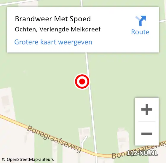 Locatie op kaart van de 112 melding: Brandweer Met Spoed Naar Ochten, Verlengde Melkdreef op 19 april 2024 08:31