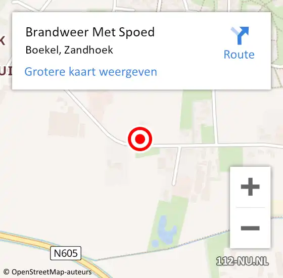 Locatie op kaart van de 112 melding: Brandweer Met Spoed Naar Boekel, Zandhoek op 19 april 2024 09:08