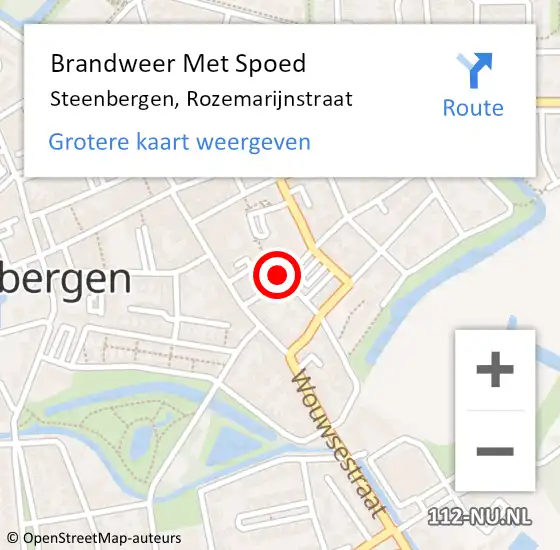 Locatie op kaart van de 112 melding: Brandweer Met Spoed Naar Steenbergen, Rozemarijnstraat op 19 april 2024 09:28