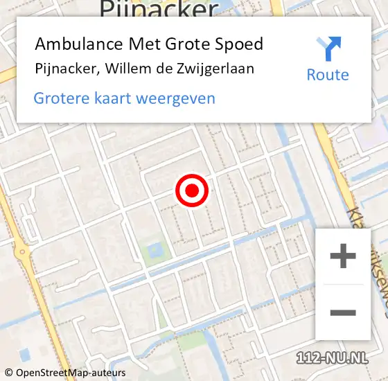 Locatie op kaart van de 112 melding: Ambulance Met Grote Spoed Naar Pijnacker, Willem de Zwijgerlaan op 19 april 2024 09:28