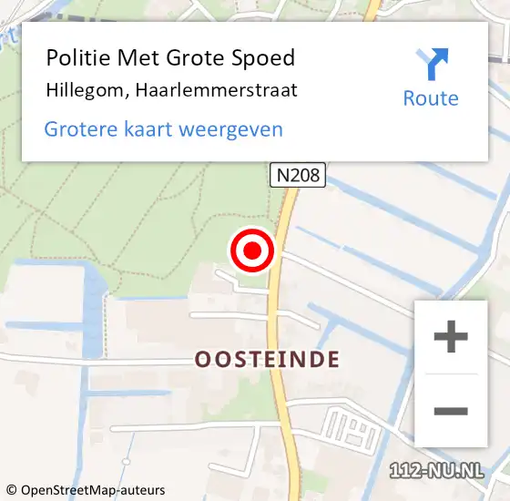 Locatie op kaart van de 112 melding: Politie Met Grote Spoed Naar Hillegom, Haarlemmerstraat op 19 april 2024 09:47