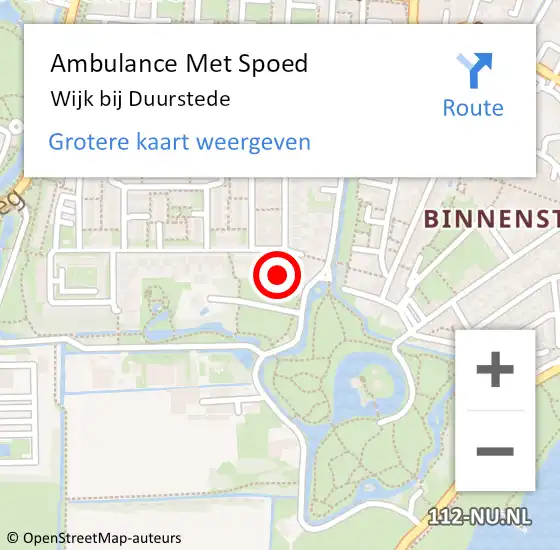 Locatie op kaart van de 112 melding: Ambulance Met Spoed Naar Wijk bij Duurstede op 19 april 2024 09:57