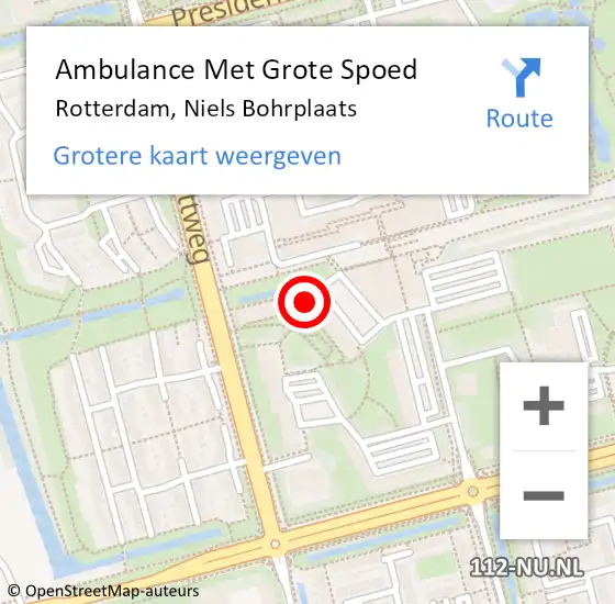 Locatie op kaart van de 112 melding: Ambulance Met Grote Spoed Naar Rotterdam, Niels Bohrplaats op 19 april 2024 09:58