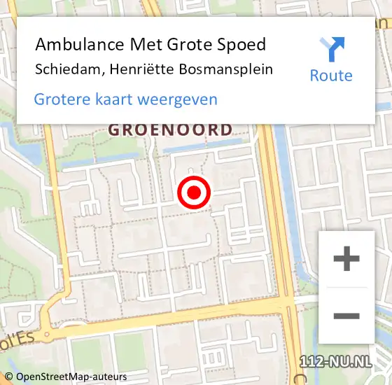 Locatie op kaart van de 112 melding: Ambulance Met Grote Spoed Naar Schiedam, Henriëtte Bosmansplein op 19 april 2024 10:18