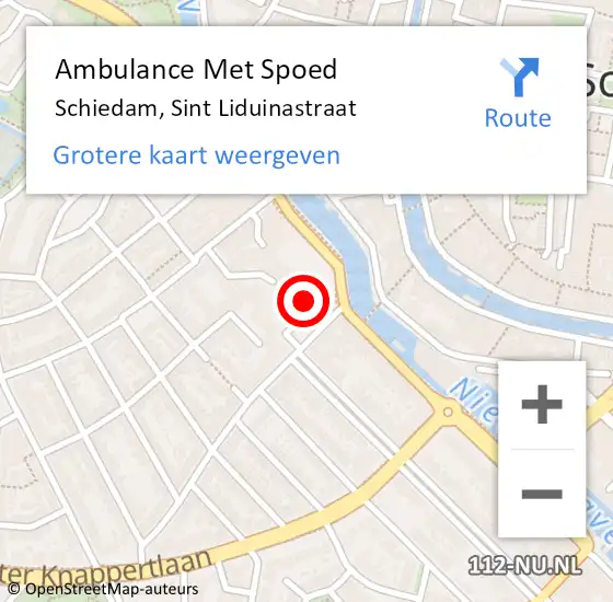 Locatie op kaart van de 112 melding: Ambulance Met Spoed Naar Schiedam, Sint Liduinastraat op 19 april 2024 10:28