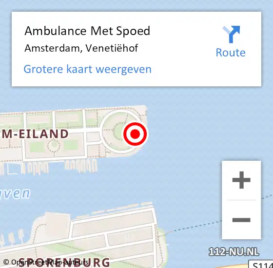 Locatie op kaart van de 112 melding: Ambulance Met Spoed Naar Amsterdam, Venetiëhof op 19 april 2024 10:30