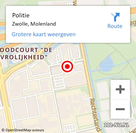 Locatie op kaart van de 112 melding: Politie Zwolle, Molenland op 19 april 2024 10:39