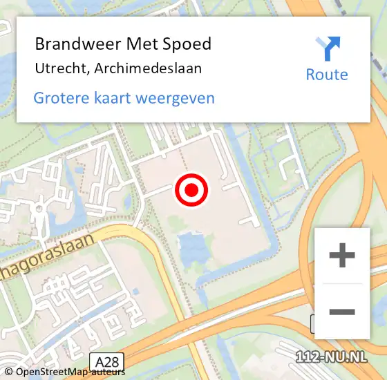 Locatie op kaart van de 112 melding: Brandweer Met Spoed Naar Utrecht, Archimedeslaan op 19 april 2024 10:45