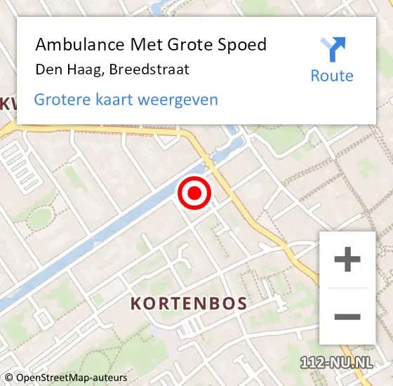 Locatie op kaart van de 112 melding: Ambulance Met Grote Spoed Naar Den Haag, Breedstraat op 19 april 2024 10:58