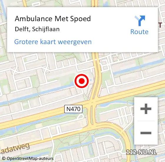 Locatie op kaart van de 112 melding: Ambulance Met Spoed Naar Delft, Schijflaan op 19 april 2024 10:59