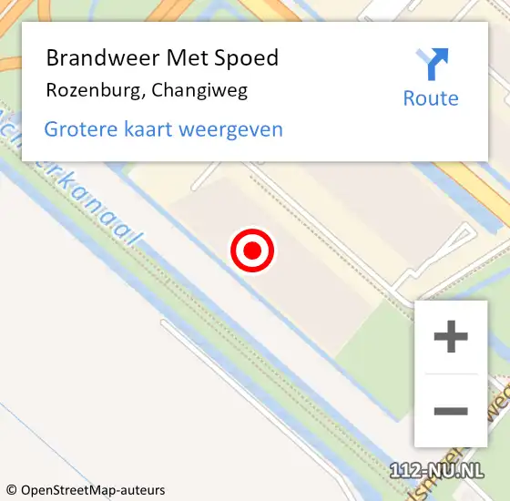 Locatie op kaart van de 112 melding: Brandweer Met Spoed Naar Rozenburg, Changiweg op 19 april 2024 11:02