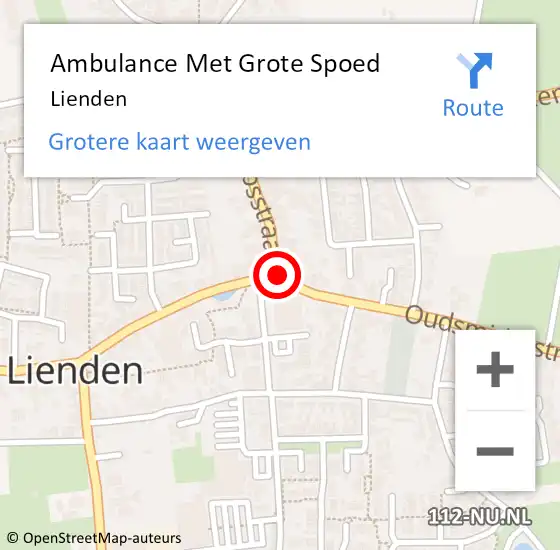 Locatie op kaart van de 112 melding: Ambulance Met Grote Spoed Naar Lienden op 19 april 2024 11:35