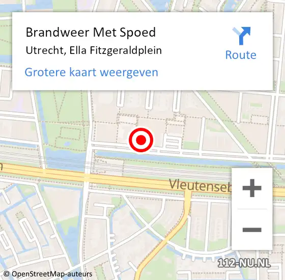 Locatie op kaart van de 112 melding: Brandweer Met Spoed Naar Utrecht, Ella Fitzgeraldplein op 19 april 2024 11:46