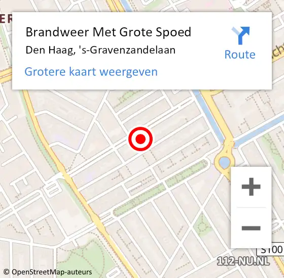 Locatie op kaart van de 112 melding: Brandweer Met Grote Spoed Naar Den Haag, 's-Gravenzandelaan op 19 april 2024 12:21