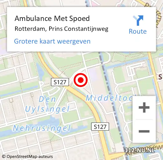 Locatie op kaart van de 112 melding: Ambulance Met Spoed Naar Rotterdam, Prins Constantijnweg op 19 april 2024 12:25