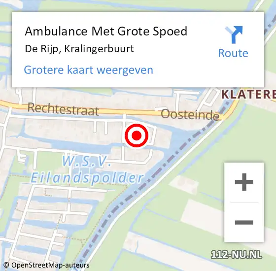 Locatie op kaart van de 112 melding: Ambulance Met Grote Spoed Naar De Rijp, Kralingerbuurt op 19 april 2024 12:40