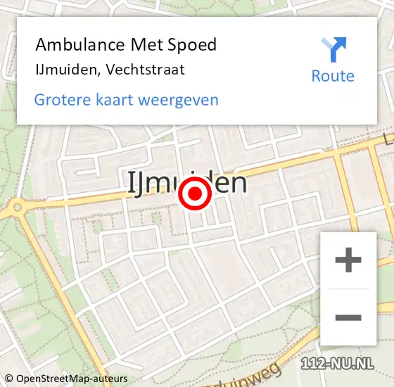 Locatie op kaart van de 112 melding: Ambulance Met Spoed Naar IJmuiden, Vechtstraat op 19 april 2024 12:42
