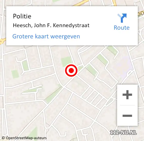 Locatie op kaart van de 112 melding: Politie Heesch, John F. Kennedystraat op 19 april 2024 12:52
