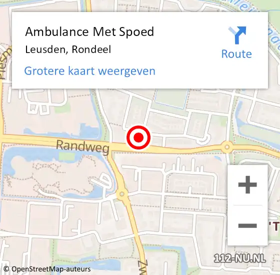 Locatie op kaart van de 112 melding: Ambulance Met Spoed Naar Leusden, Rondeel op 3 oktober 2014 00:30