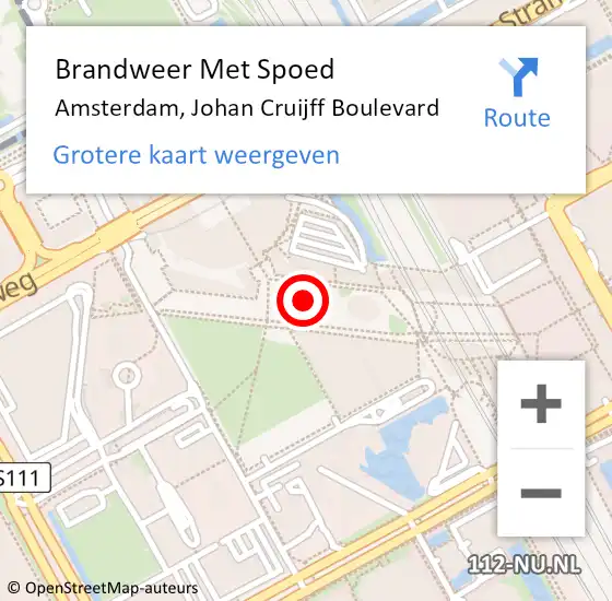 Locatie op kaart van de 112 melding: Brandweer Met Spoed Naar Amsterdam, Johan Cruijff Boulevard op 19 april 2024 13:18
