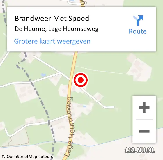 Locatie op kaart van de 112 melding: Brandweer Met Spoed Naar De Heurne, Lage Heurnseweg op 19 april 2024 14:01