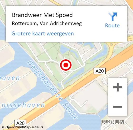 Locatie op kaart van de 112 melding: Brandweer Met Spoed Naar Rotterdam, Van Adrichemweg op 19 april 2024 14:52