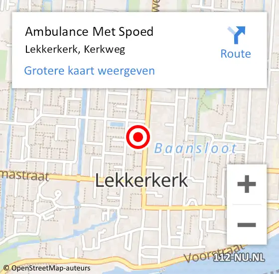 Locatie op kaart van de 112 melding: Ambulance Met Spoed Naar Lekkerkerk, Kerkweg op 19 april 2024 15:16