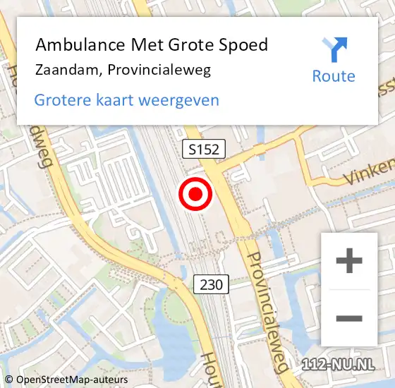 Locatie op kaart van de 112 melding: Ambulance Met Grote Spoed Naar Zaandam, Provincialeweg op 19 april 2024 15:26