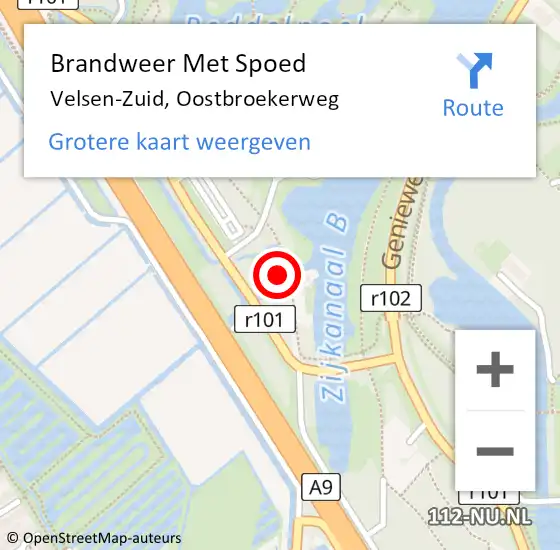 Locatie op kaart van de 112 melding: Brandweer Met Spoed Naar Velsen-Zuid, Oostbroekerweg op 19 april 2024 15:32