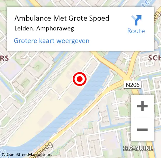 Locatie op kaart van de 112 melding: Ambulance Met Grote Spoed Naar Leiden, Amphoraweg op 19 april 2024 15:38