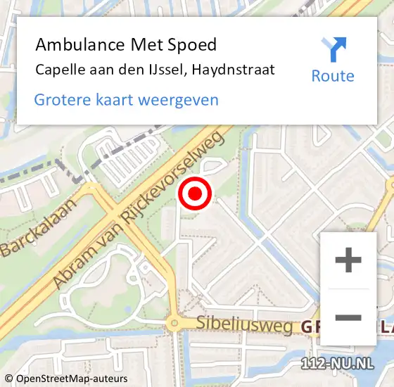 Locatie op kaart van de 112 melding: Ambulance Met Spoed Naar Capelle aan den IJssel, Haydnstraat op 19 april 2024 15:49