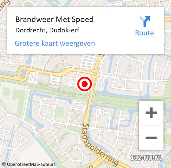 Locatie op kaart van de 112 melding: Brandweer Met Spoed Naar Dordrecht, Dudok-erf op 19 april 2024 15:54