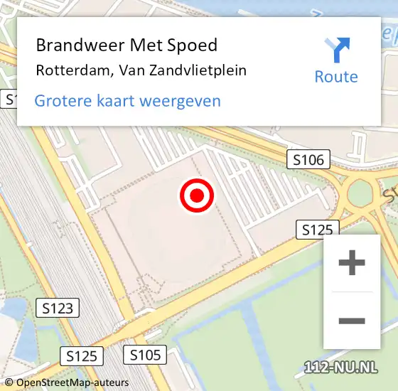 Locatie op kaart van de 112 melding: Brandweer Met Spoed Naar Rotterdam, Van Zandvlietplein op 19 april 2024 16:00