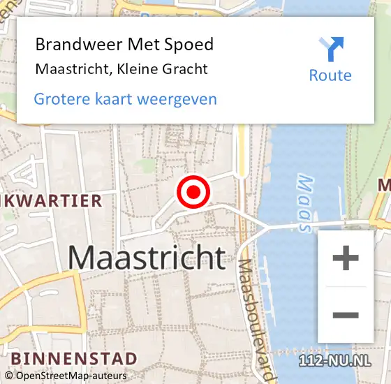 Locatie op kaart van de 112 melding: Brandweer Met Spoed Naar Maastricht, Kleine Gracht op 19 april 2024 16:09