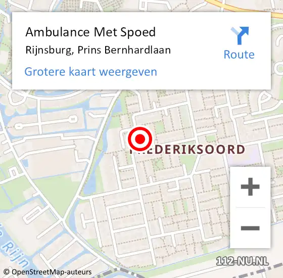 Locatie op kaart van de 112 melding: Ambulance Met Spoed Naar Rijnsburg, Prins Bernhardlaan op 19 april 2024 16:20