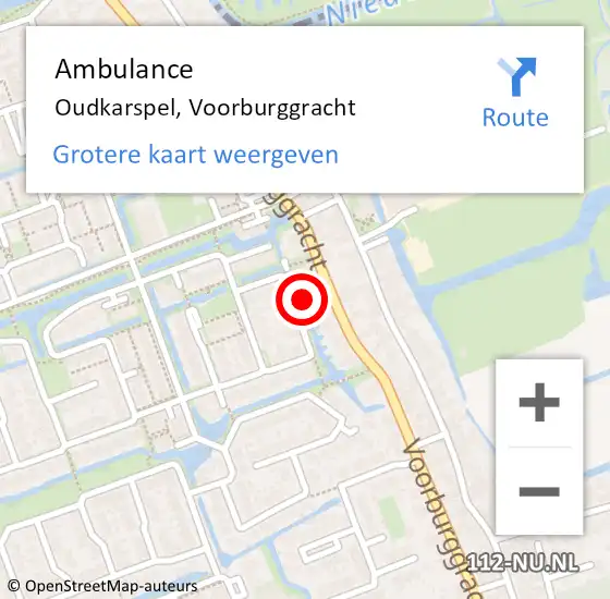 Locatie op kaart van de 112 melding: Ambulance Oudkarspel, Voorburggracht op 19 april 2024 16:25