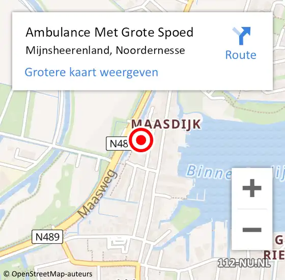 Locatie op kaart van de 112 melding: Ambulance Met Grote Spoed Naar Mijnsheerenland, Noordernesse op 19 april 2024 16:54
