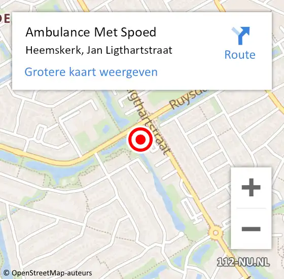 Locatie op kaart van de 112 melding: Ambulance Met Spoed Naar Heemskerk, Jan Ligthartstraat op 19 april 2024 17:07