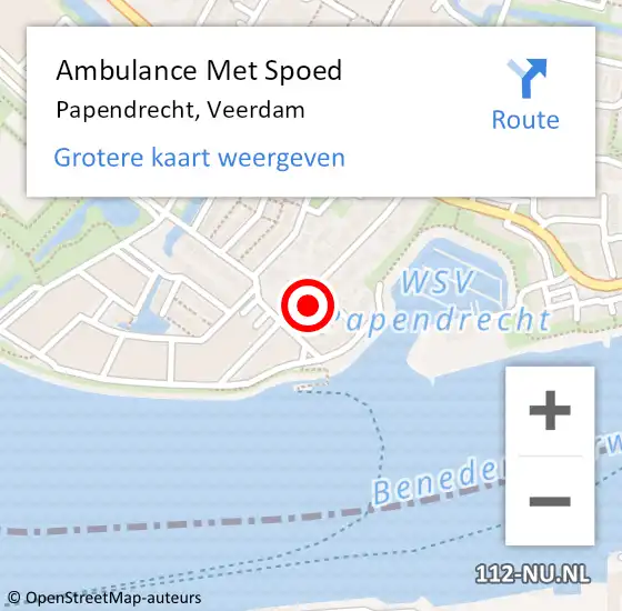 Locatie op kaart van de 112 melding: Ambulance Met Spoed Naar Papendrecht, Veerdam op 19 april 2024 17:22