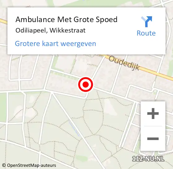 Locatie op kaart van de 112 melding: Ambulance Met Grote Spoed Naar Odiliapeel, Wikkestraat op 3 oktober 2014 01:52