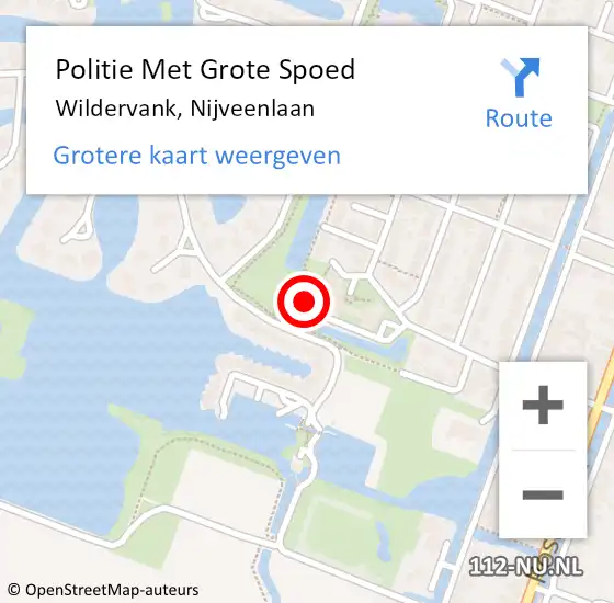 Locatie op kaart van de 112 melding: Politie Met Grote Spoed Naar Wildervank, Nijveenlaan op 19 april 2024 17:27