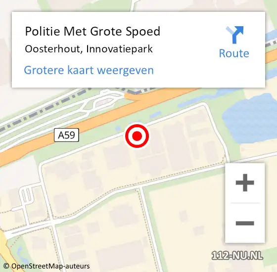 Locatie op kaart van de 112 melding: Politie Met Grote Spoed Naar Oosterhout, Innovatiepark op 19 april 2024 17:29
