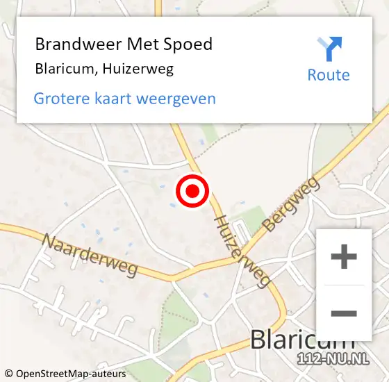 Locatie op kaart van de 112 melding: Brandweer Met Spoed Naar Blaricum, Huizerweg op 19 april 2024 17:39